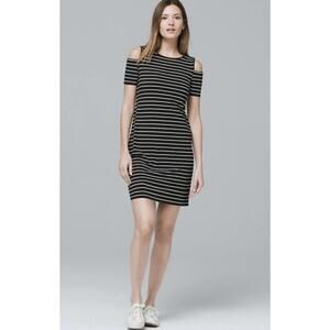 WHBM COLD SHOULDER STRIPE KNIT SHIFT‎ DRESS